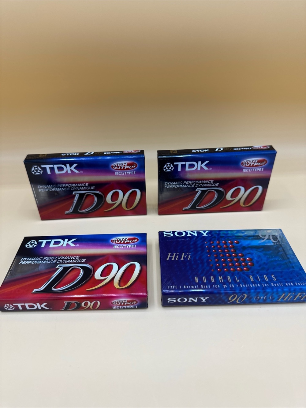 Blank Cassette Tapes lot of 4 Vintage TDK D90 & sony 90 - New sealed